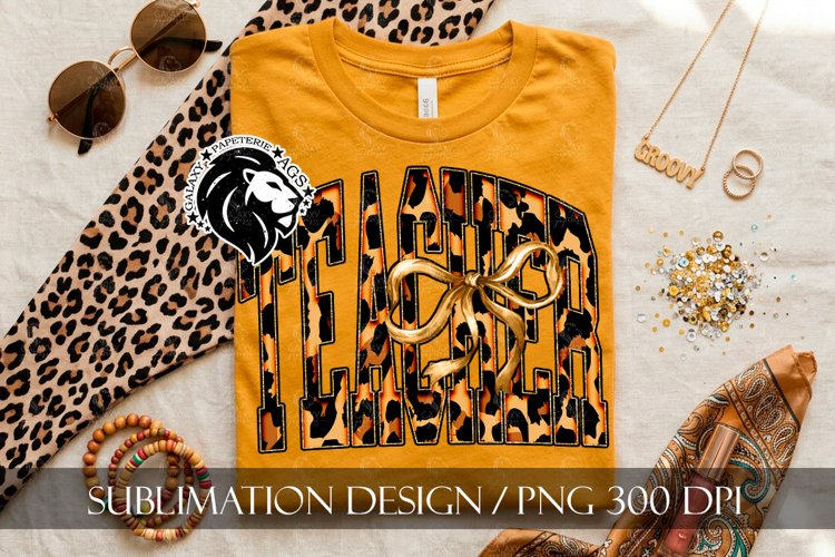 Coquette Leopard Teacher Sublimation PNG
