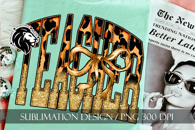Coquette Leopard Teacher Sublimation PNG