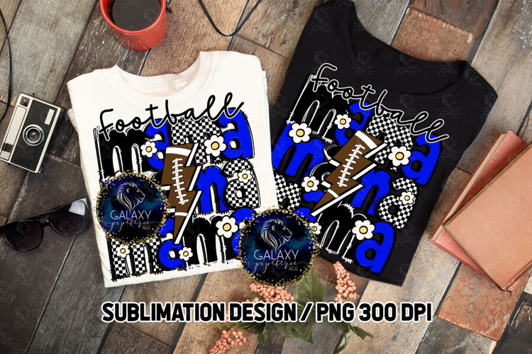Retro Football Mama Sublimation PNG DTF, Royal Blue, Groovy