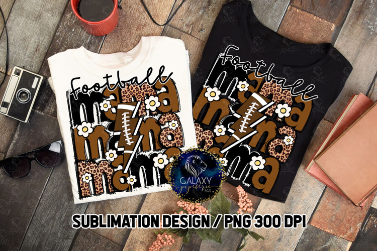 LEOPARD Retro Football Mama Sublimation PNG DTF, Brown