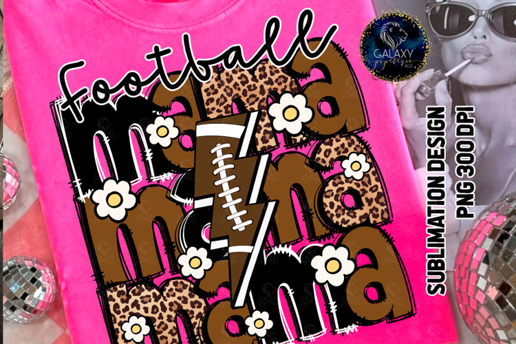 LEOPARD Retro Football Mama Sublimation PNG DTF, Brown