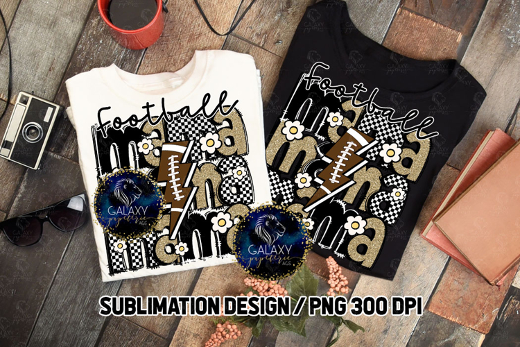 Retro Football Mama Sublimation PNG DTF, Gold, Groovy