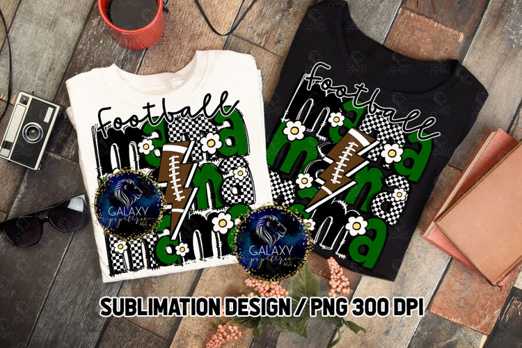 Retro Football Mama Sublimation PNG DTF, Green, Groovy