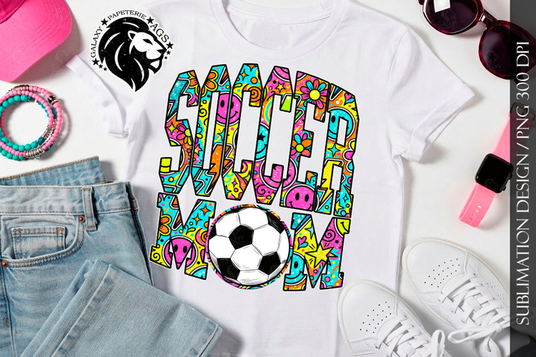Soccer Mom Sublimation PNG, Neon Groovy
