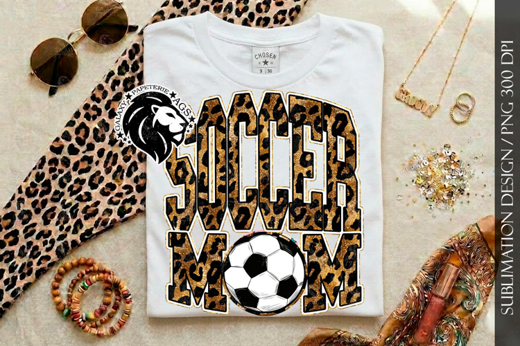 Soccer Mom Sublimation PNG, Leopard Gold
