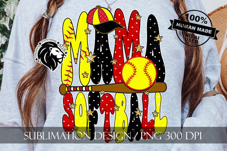 Softball Mama Polka Dots Sublimation PNG