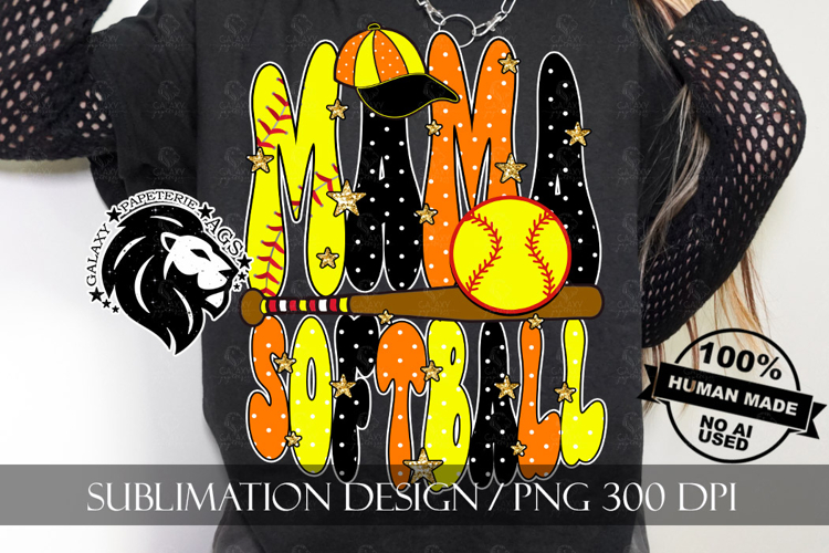 Orange Softball Mama Polka Dots Sublimation PNG