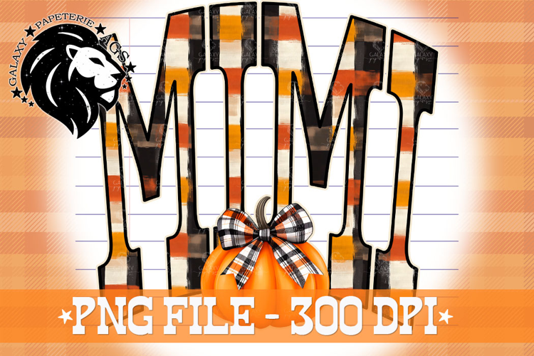 Fall Mimi, Pumpkin, Gingham, DTF Design, PNG