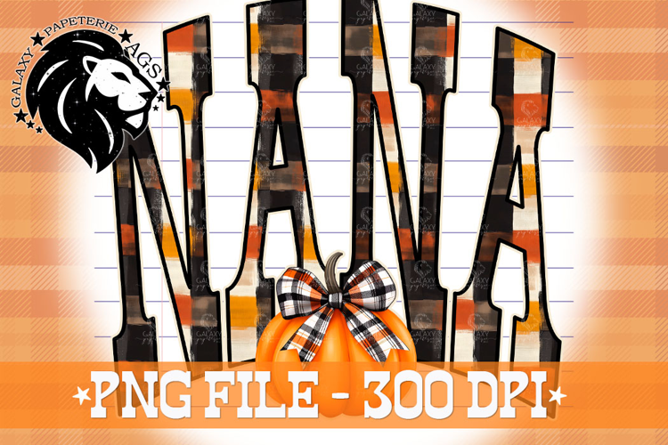 Fall Nana, Pumpkin, Gingham, DTF Design, PNG