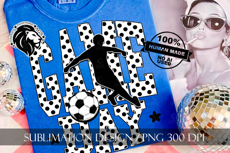 Soccer Game Day Sublimation PNG, Polka Dots