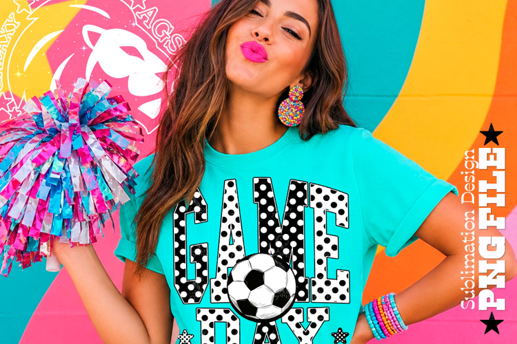 Soccer Game Day Sublimation PNG, Polka Dots