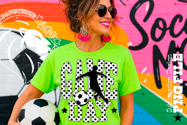 Soccer Game Day Sublimation PNG, Polka Dots