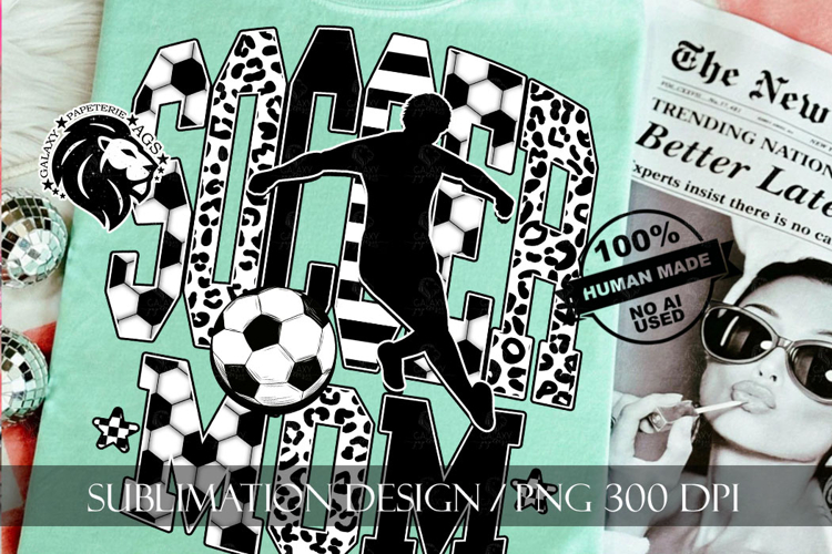 Soccer Mom Sublimation PNG, Leopard, Striped Lines