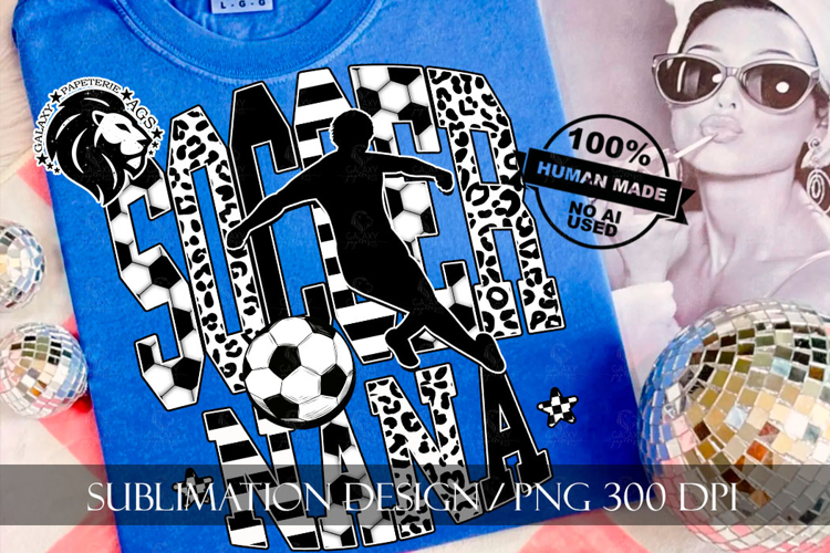 Soccer Nana Sublimation PNG, Leopard, Striped Lines