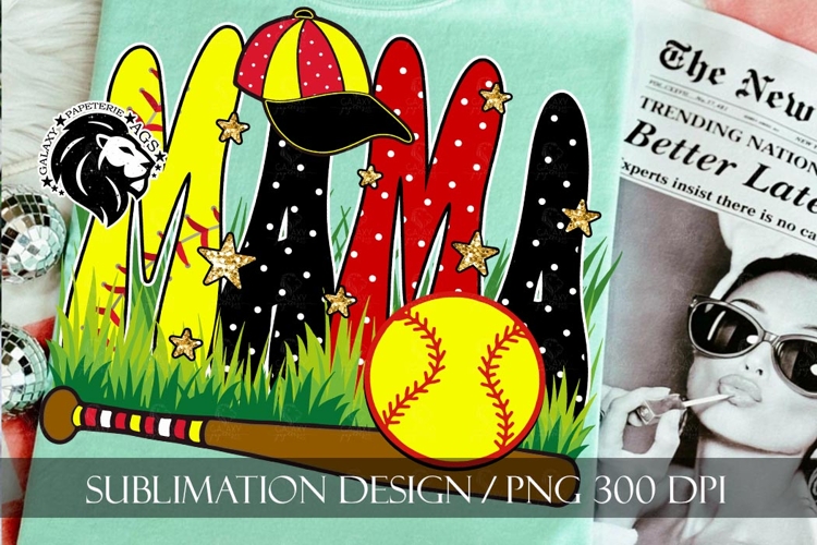 Softball Mama Polka Dots Sublimation PNG
