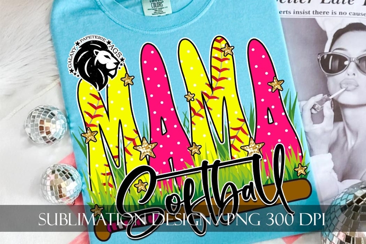 Pink Gold Softball Mama Polka Dots Sublimation PNG