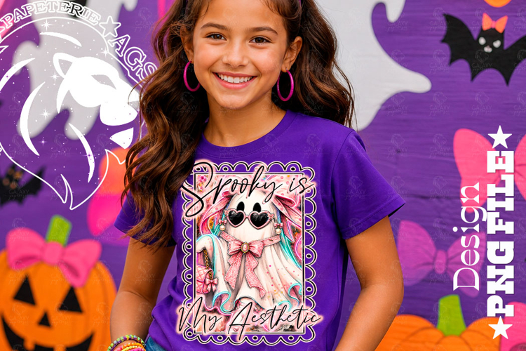 Coquette Ghost Halloween Tshirt Design PNG
