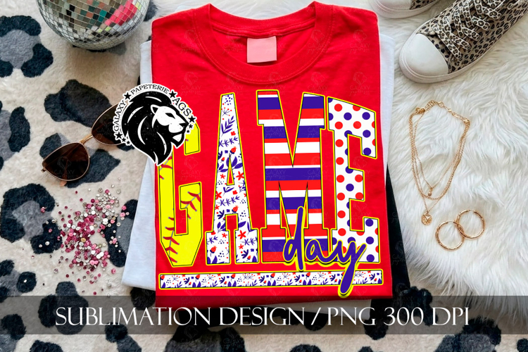 Patriotic Softball Game Day Sublimation PNG