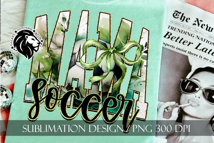 Soccer Mama Sublimation PNG, Coquette, Watercolor, Gold