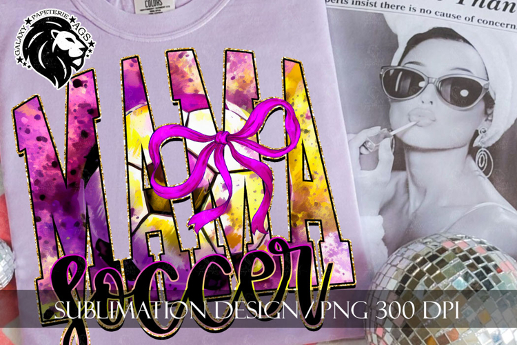 Soccer Mama Sublimation PNG, Coquette, Purple Yellow