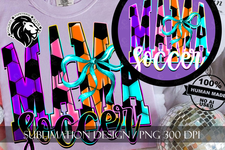 Coquette Neon Soccer Mama Sublimation PNG