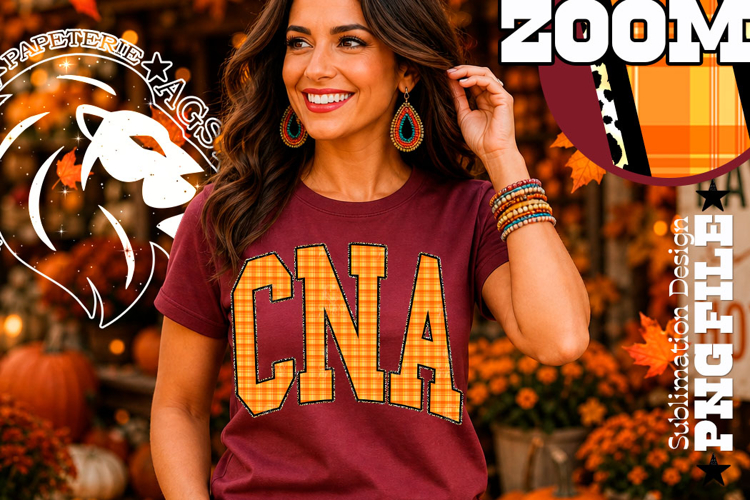 Fall Gingham Leopard CNA, DTF Design