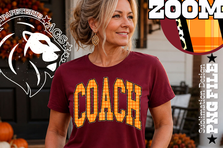 Fall Gingham Leopard Coach, DTF Design, PNG