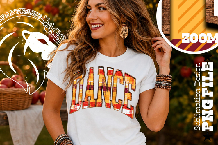 Fall Gingham Wood Dance, DTF Design, PNG