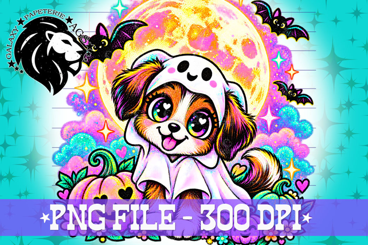 Dog Ghost Halloween, Moon, PNG, Kids Halloween
