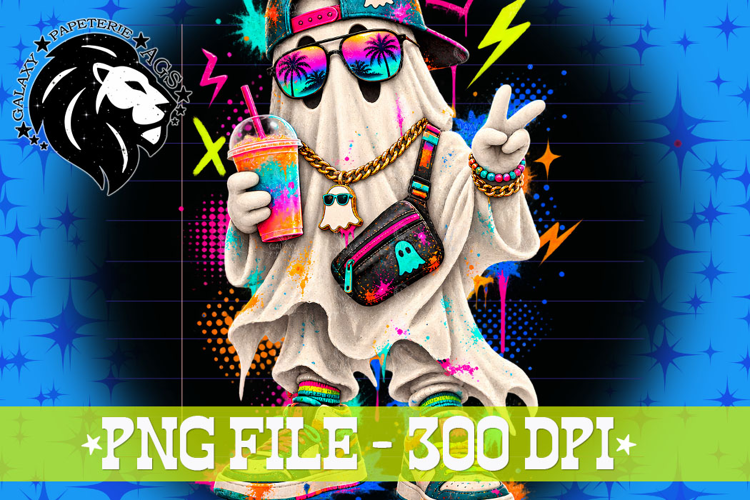Boy Ghost Halloween, Grunge, Neon Colors, PNG, Kids