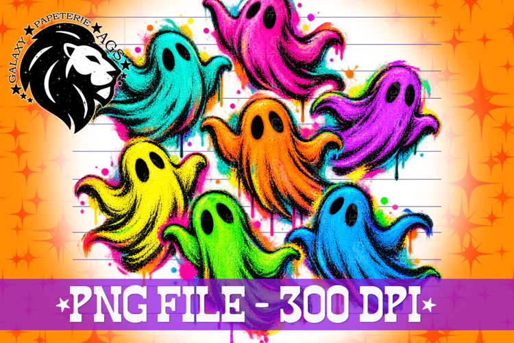 Colorful Ghosts Halloween, PNG, Kids Halloween