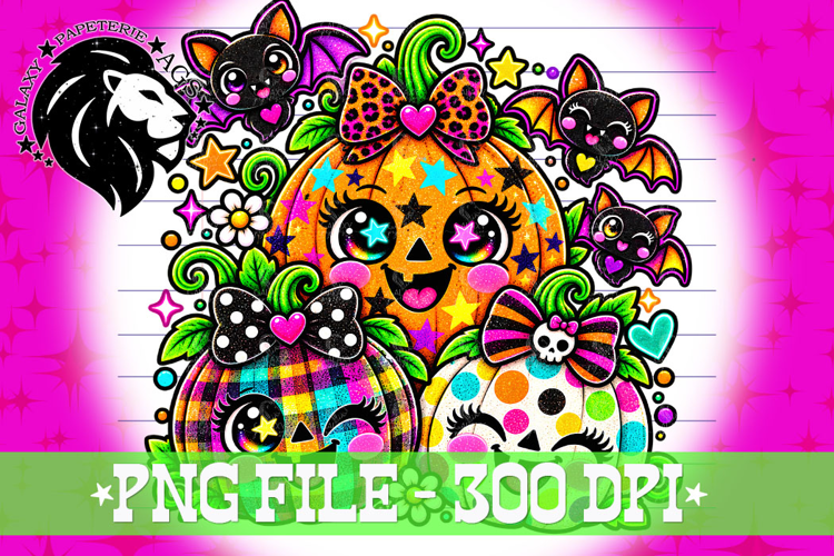 Pumpkins & Bats Halloween, Colorful, PNG, Kids Halloween