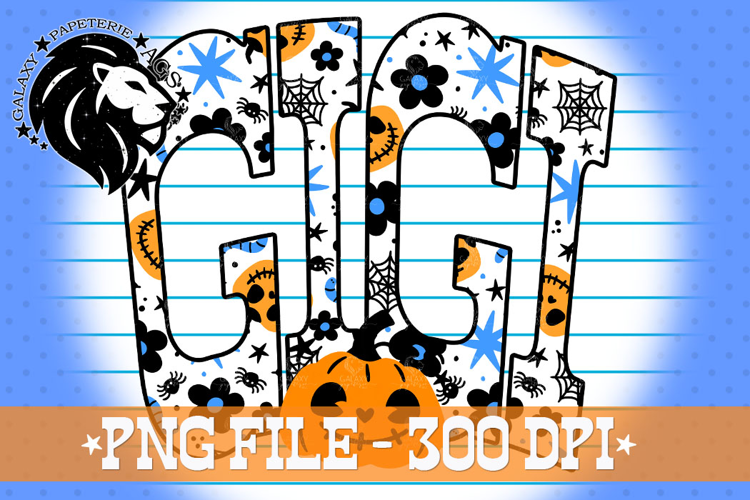 Halloween Gigi PNG, Spooky Gigi Shirt Design, Blue Orange