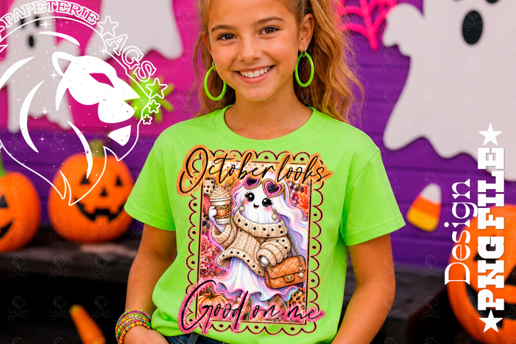 October looks Good on me Ghost Halloween Tshirt Design PNG
