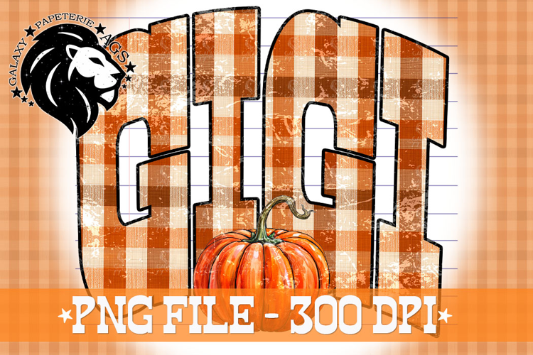 Pumpkin Fall Gigi, Gingham, DTF Design, PNG