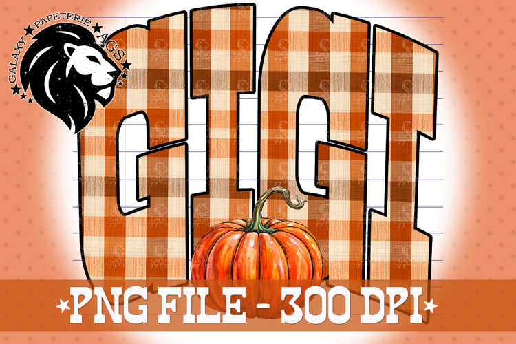 Pumpkin Fall Gigi, Gingham, DTF Design, PNG