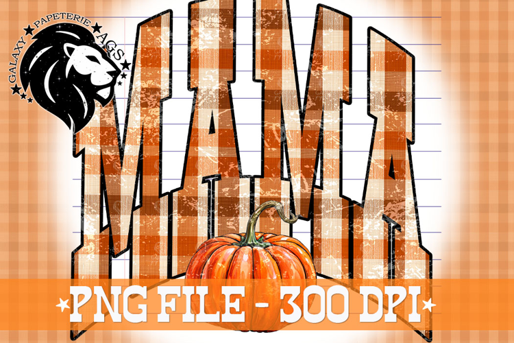 Pumpkin Gingham Fall Mama, DTF Design, PNG