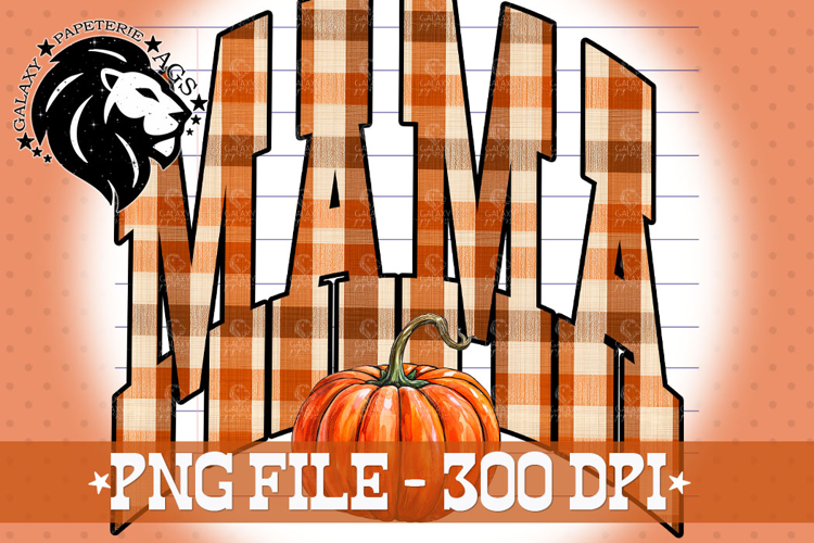 Pumpkin Gingham Fall Mama, DTF Design, PNG