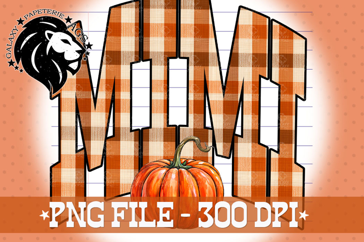 Pumpkin Fall Mimi, Gingham, DTF Design, PNG