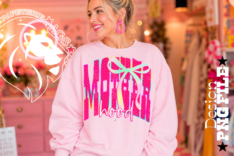 Hot Pink Coquette Polka Dots Motherhood, DTF Design, PNG