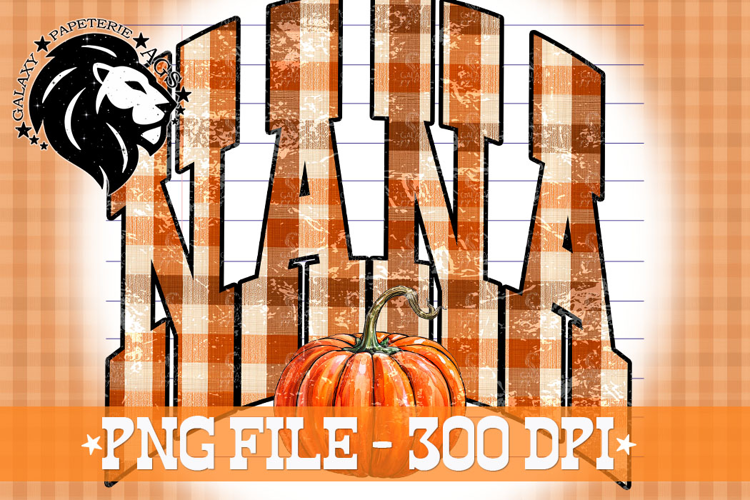 Pumpkin Fall Nana, Gingham, DTF Design, PNG