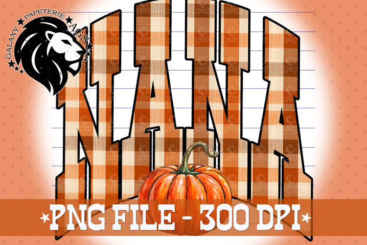Pumpkin Fall Nana, Gingham, DTF Design, PNG
