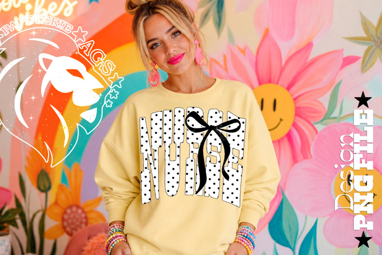 Polka Dots Coquette Nurse, DTF Design, PNG