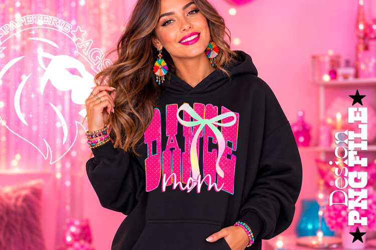 Coquette Dance Mom Design PNG, Hot Pink Polka Dots