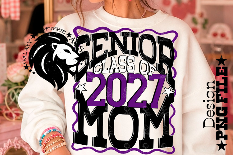 Senior Mom Class 2027, Purple, DTF Design PNG