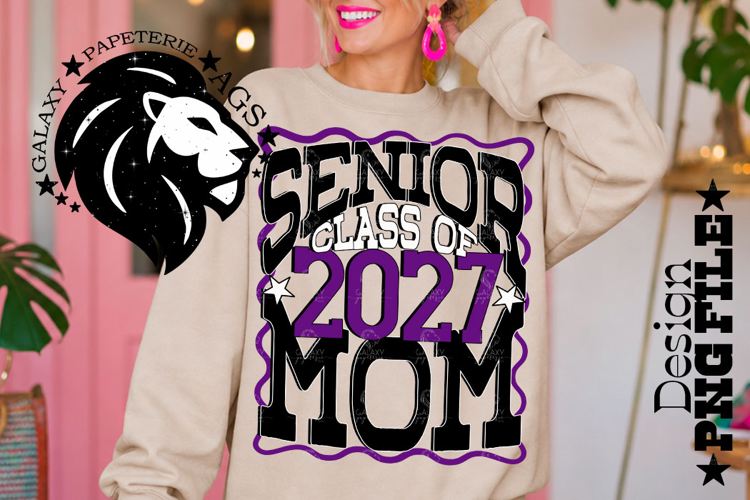 Senior Mom Class 2027, Purple, DTF Design PNG