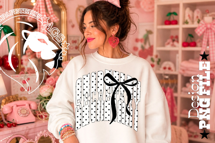Polka Dots Coquette Secretary, DTF Design, PNG
