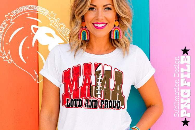 Red Fotball Mama Loud and Proud Sublimation PNG