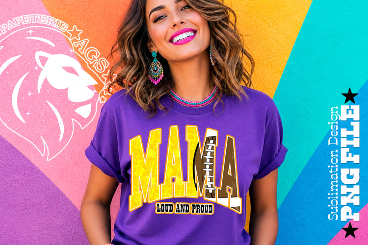 Yellow Fotball Mama Loud and Proud Sublimation PNG