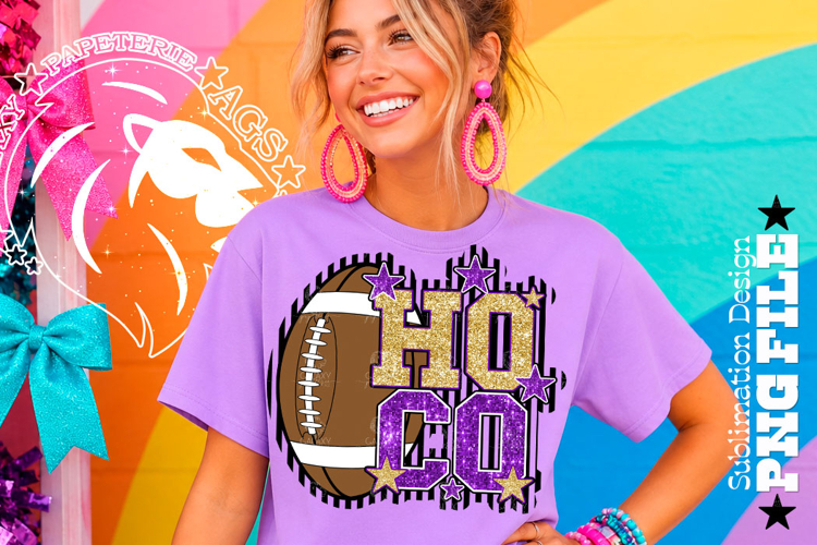 Hoco Football Sublimation PNG, Purple Gold, Lines Stripped